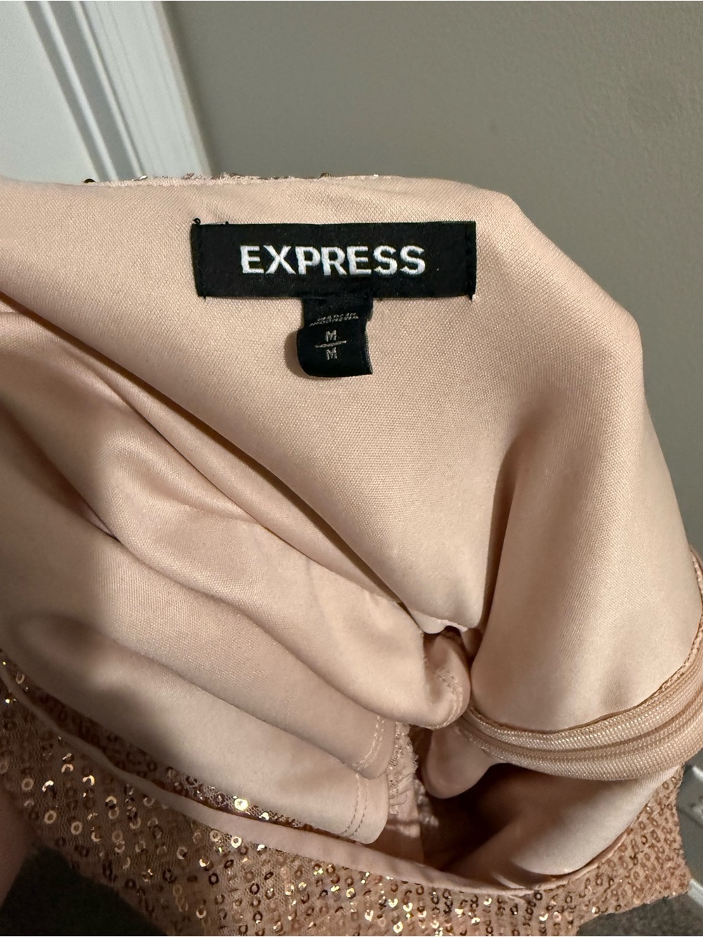 Express Gold Sequin V-Neck Peplum Camisole - Picture 3 of 3